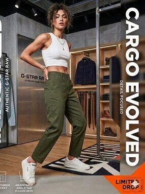 G-Star RAW Olive Green Wide Leg Utility Pants – Women’s (New, No Tag) Size 28